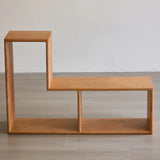 Modern Geometric Natural Wood Frame Open Back Bookcase Image - 6