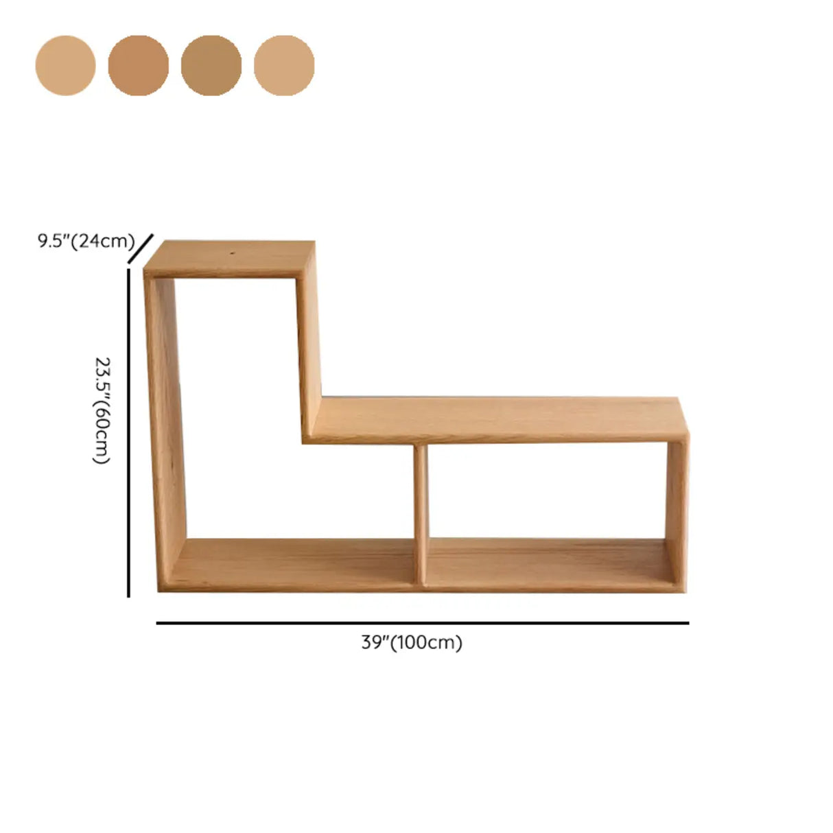 Modern Geometric Natural Wood Frame Open Back Bookcase 