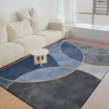 Modern Geometric Polyester Blue Anti-Slip Area Rug Image - 1