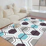 Modern Geometric Polyester Blue Anti-Slip Area Rug Image - 2