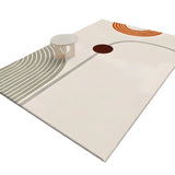 Modern Geometric Polyester Blue Anti-Slip Area Rug Image - 5