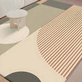 Modern Geometric Polyester Blue Anti-Slip Area Rug Image - 8