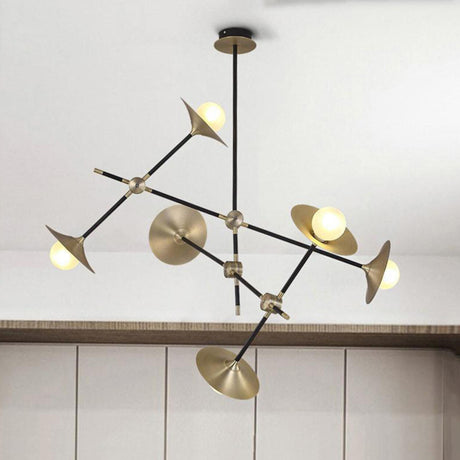 Modern Geometric  Sputnik Gold Chandelier Adjustable Height Image - 1