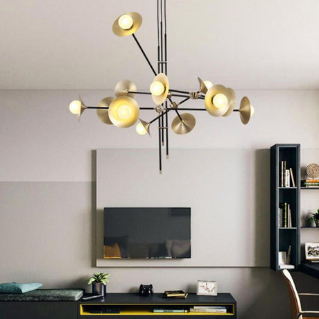 Modern Geometric  Sputnik Gold Chandelier Adjustable Height Image - 2