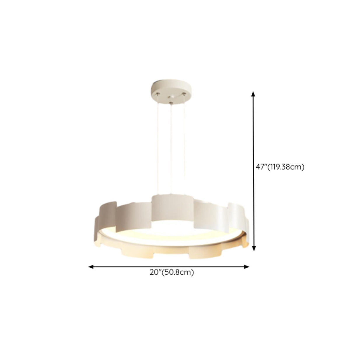 Modern Geometric White Chandelier, Adjustable Height Image - 12