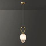 Modern Geometric White Glass Pendant Light Adjustable Cord Image - 2