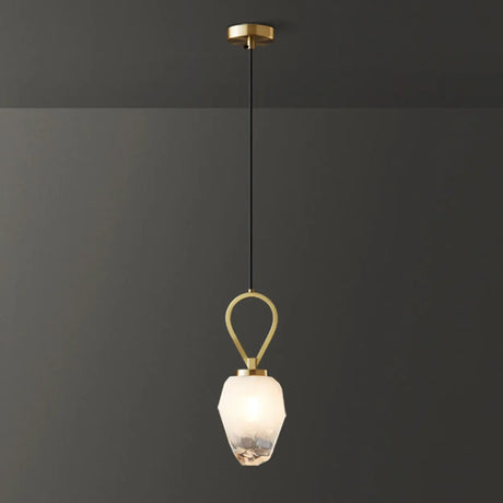 Modern Geometric White Glass Pendant Light Adjustable Cord Image - 2