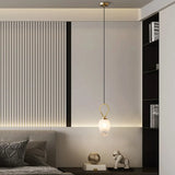 Modern Geometric White Glass Pendant Light Adjustable Cord Image - 3