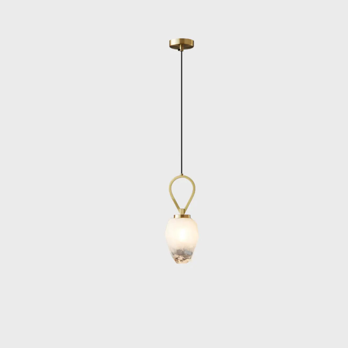 Modern Geometric White Glass Pendant Light Adjustable Cord Image - 5