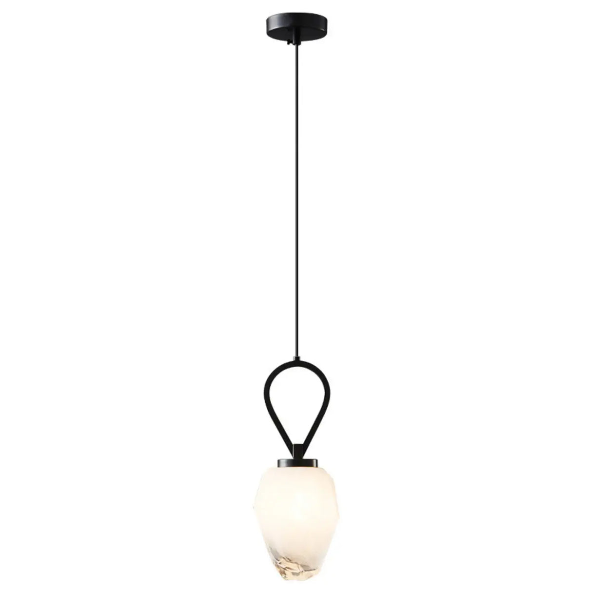 Modern Geometric White Glass Pendant Light Adjustable Cord Image - 8