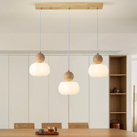 Modern Geometric Wood Dining Room Pendant Light Image - 1