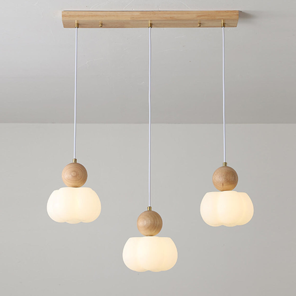 Modern Geometric Wood Dining Room Pendant Light Image - 3