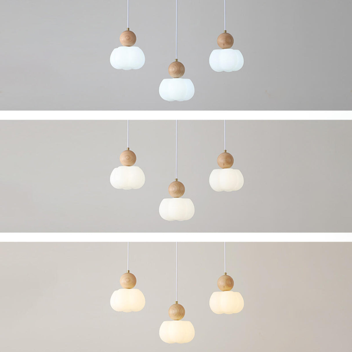 Modern Geometric Wood Dining Room Pendant Light Image - 9