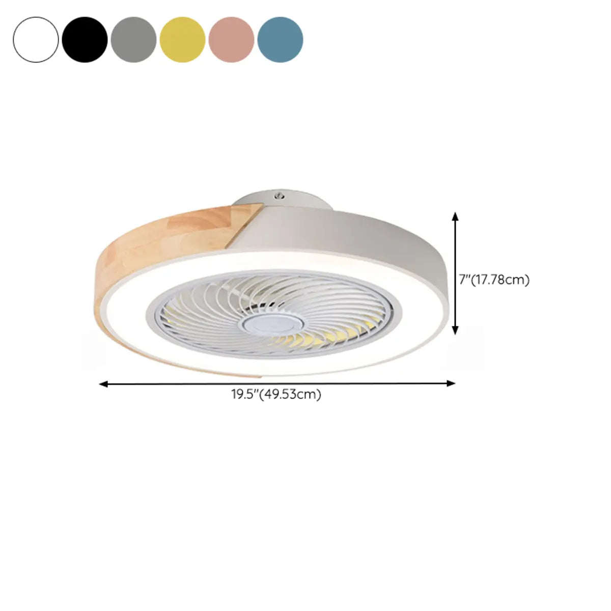 Modern Circular Wood LED Ceiling Fan Light 52-Inch 