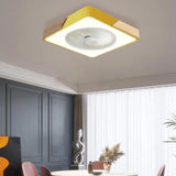 Modern Circular Wood LED Ceiling Fan Light 52-Inch Image - 3