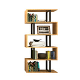 Modern Geometric Wood Grain Vertical Storage Bookcase Image - 14