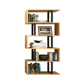 Modern Geometric Wood Grain Vertical Storage Bookcase Image - 15