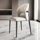 Modern Glam Faux Leather Upholstered Back Armless Dining Chair Image - 11