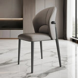 Modern Glam Faux Leather Upholstered Back Armless Dining Chair Image - 13
