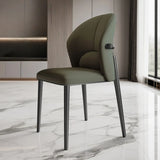 Modern Glam Faux Leather Upholstered Back Armless Dining Chair Image - 15