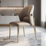 Modern Glam Faux Leather Upholstered Back Armless Dining Chair Image - 2