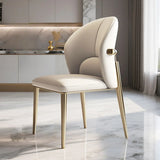 Modern Glam Faux Leather Upholstered Back Armless Dining Chair Image - 3