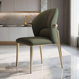 Modern Glam Faux Leather Upholstered Back Armless Dining Chair Image - 7