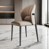 Modern Glam Faux Leather Upholstered Back Armless Dining Chair Image - 9
