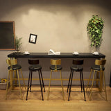 Modern Glam Pine Wood Slim Rectangular Black Bar Table Image - 2