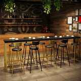 Modern Glam Pine Wood Slim Rectangular Black Bar Table Image - 3