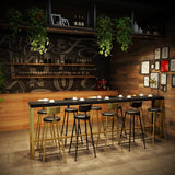 Modern Glam Pine Wood Slim Rectangular Black Bar Table Image - 5