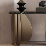 Modern Glam Rectangular Gold Pedestal Entryway Console Table Image - 6