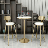 Modern Glam 	Round Low Back Gold Metal Armless Bar Stool Image - 1