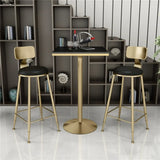 Modern Glam 	Round Low Back Gold Metal Armless Bar Stool Image - 2