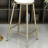Modern Glam 	Round Low Back Gold Metal Armless Bar Stool Image - 6