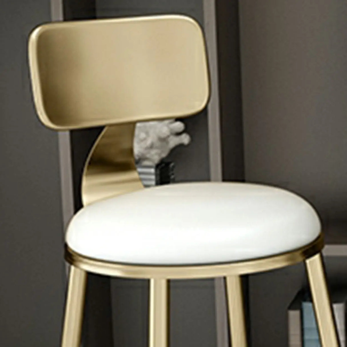 Modern Glam 	Round Low Back Gold Metal Armless Bar Stool Image - 7