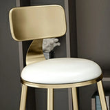 Modern Glam 	Round Low Back Gold Metal Armless Bar Stool Image - 7