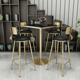 Modern Glam 	Round Low Back Gold Metal Armless Bar Stool Image - 9