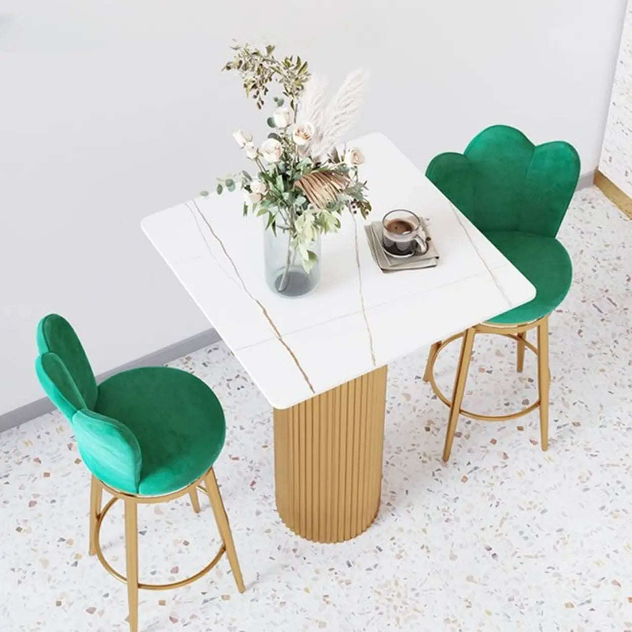 Modern Glam Scratch Resistant White Stone Bar Table Image - 7