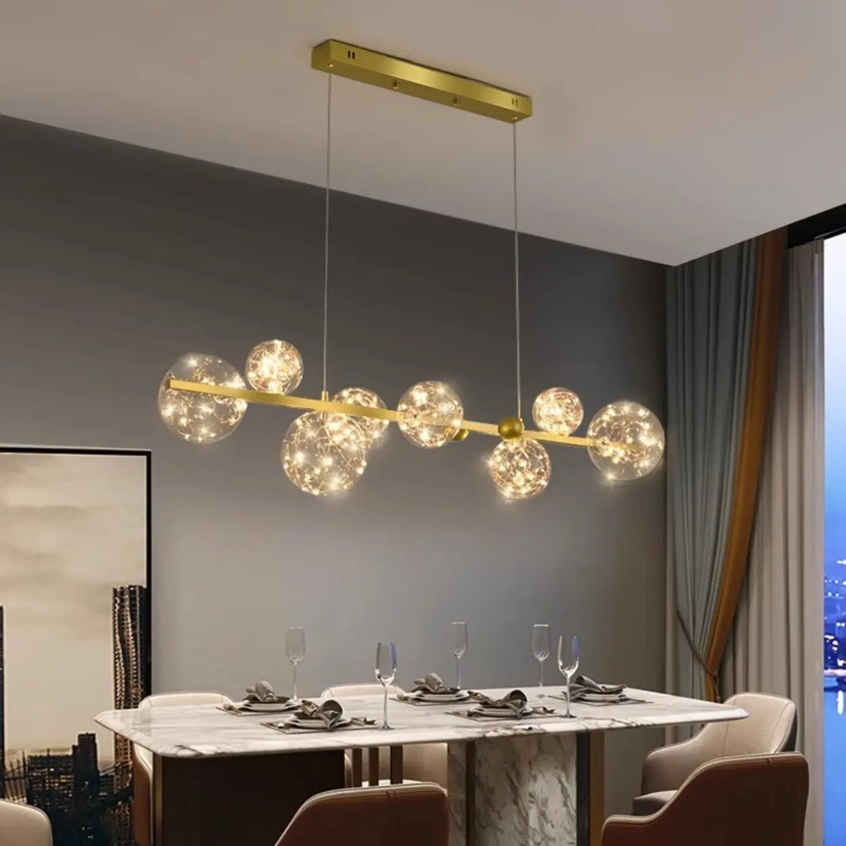 Modern Glass Globe Chandelier for Dining & Living Room Décor Image - 4