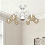 Modern Glass Globe Reversible Adjustable Ceiling Fan Light Image - 1