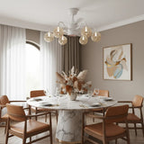 Modern Glass Globe Reversible Adjustable Ceiling Fan Light Image - 5