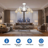Modern Glass Globe Reversible Adjustable Ceiling Fan Light Image - 8