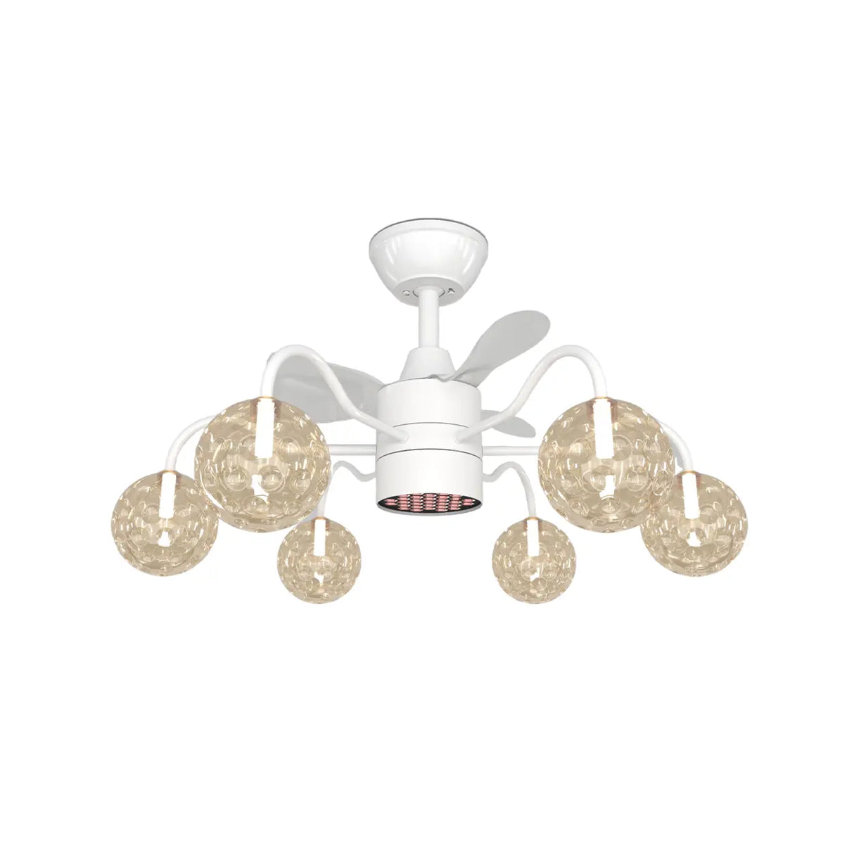 Modern Glass Globe Reversible Adjustable Ceiling Fan Light Image - 9