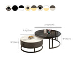 Modern Glass Round Steel Frame Nesting Coffee Tables #size