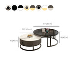 Modern Glass Round Steel Frame Nesting Coffee Tables Image - 17