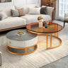 Modern Glass Round Steel Frame Nesting Coffee Tables Image - 5