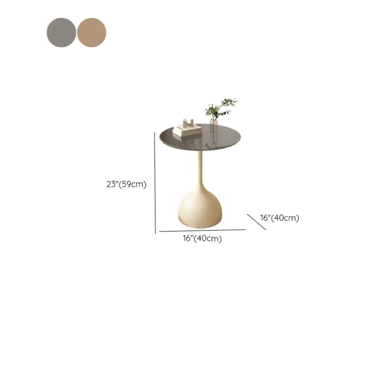 Modern Glass Tabletop Pedestal Base Circular Side Table 
