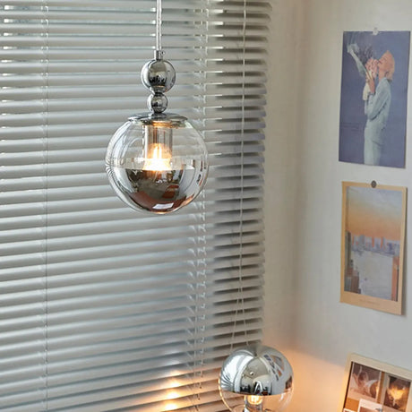 Modern Globe Chrome Pendant Light for Living Room Image - 1