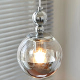 Modern Globe Chrome Pendant Light for Living Room Image - 4